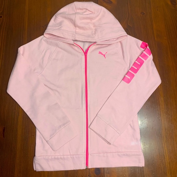 Girls Pink Puma Sweater - Picture 1 of 3